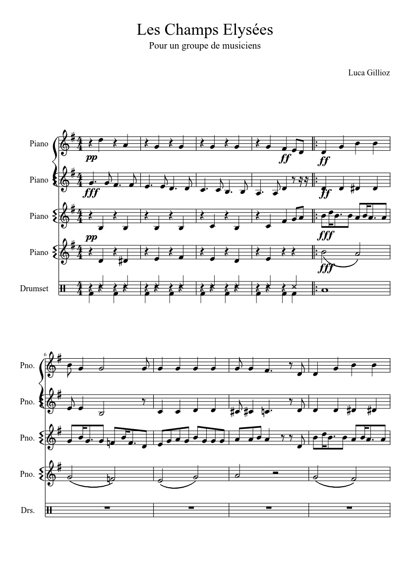 Les Champs Elysées Sheet music for Piano (Mixed Quartet) | Musescore.com