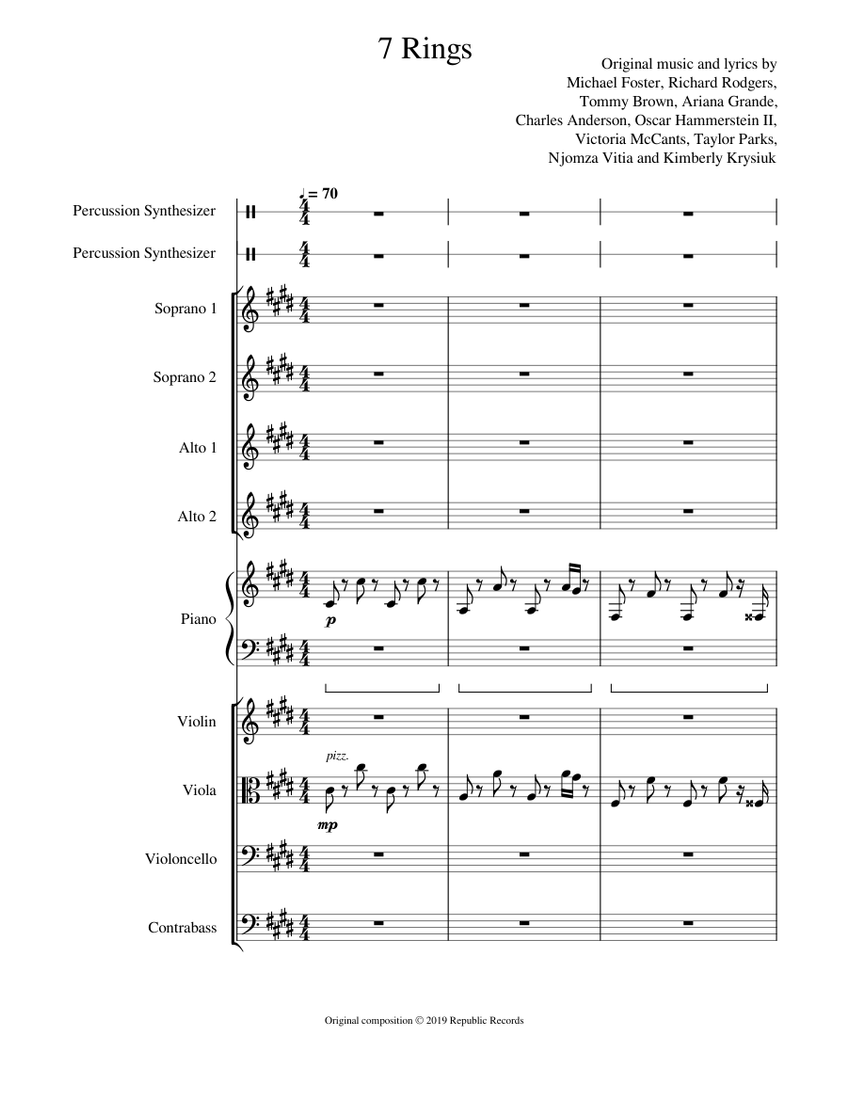 Ariana Grande – 7 Rings Sheet music for Piano, Violin, Cello, Soprano &  more instruments (Mixed Ensemble) | Musescore.com