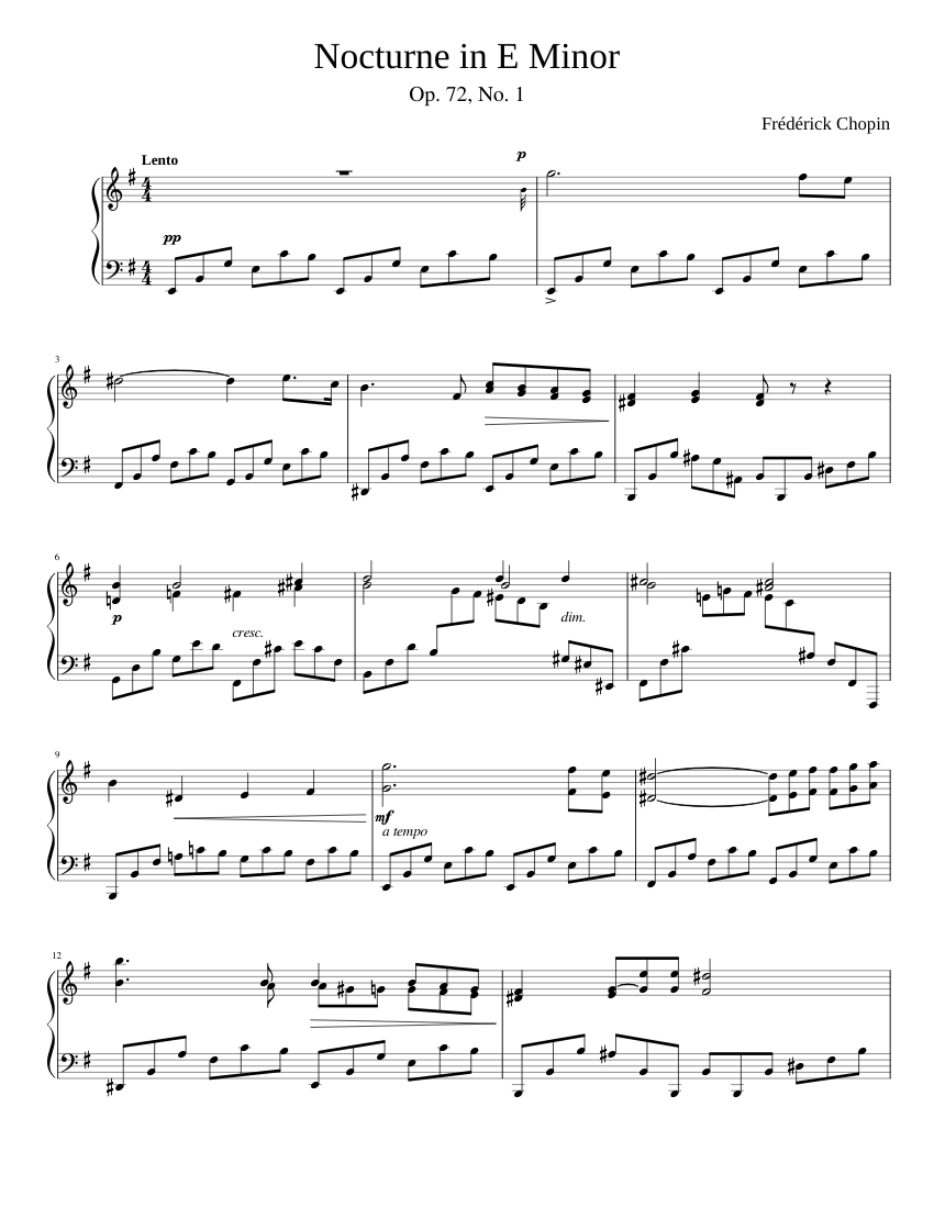 Nocturne in E minor Op.72 No.1