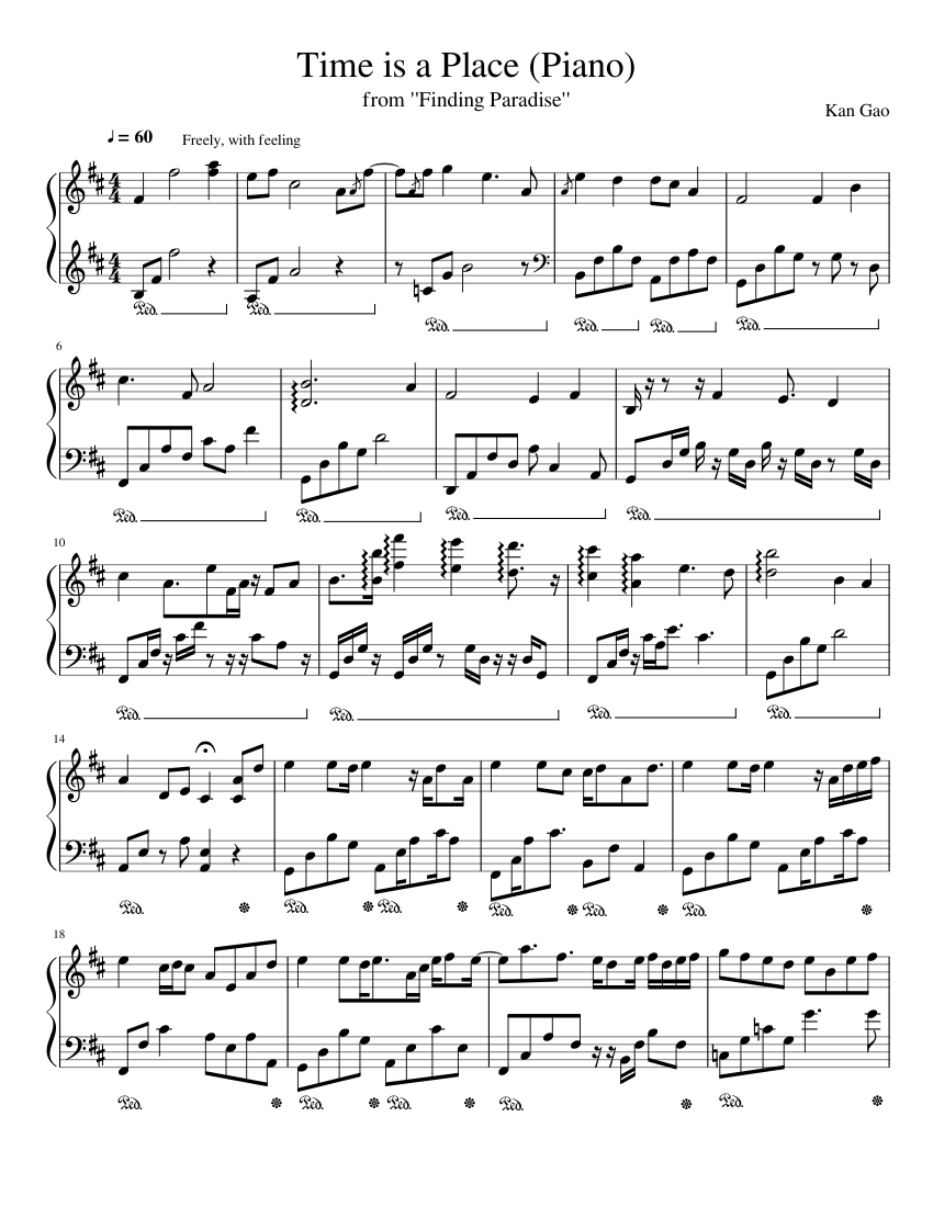 Time is a Place (Piano) Sheet music for Piano (Solo) | Musescore.com