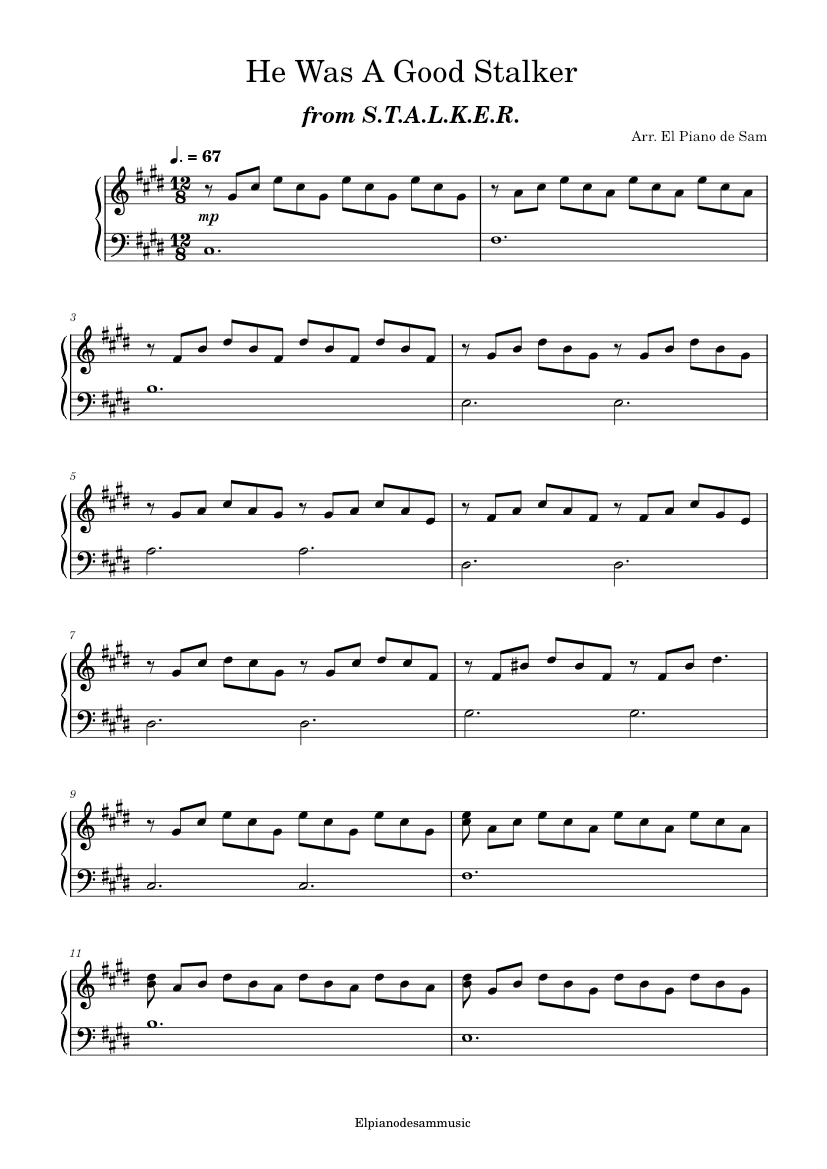 Stalker - He Was A Good Stalker Piano Solo Sheet music for Piano (Solo ...