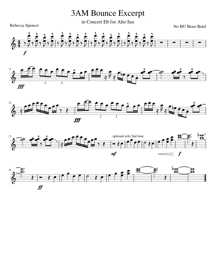 3AM_Bounce_Excerpt_Alto Sheet music for Saxophone alto (Solo