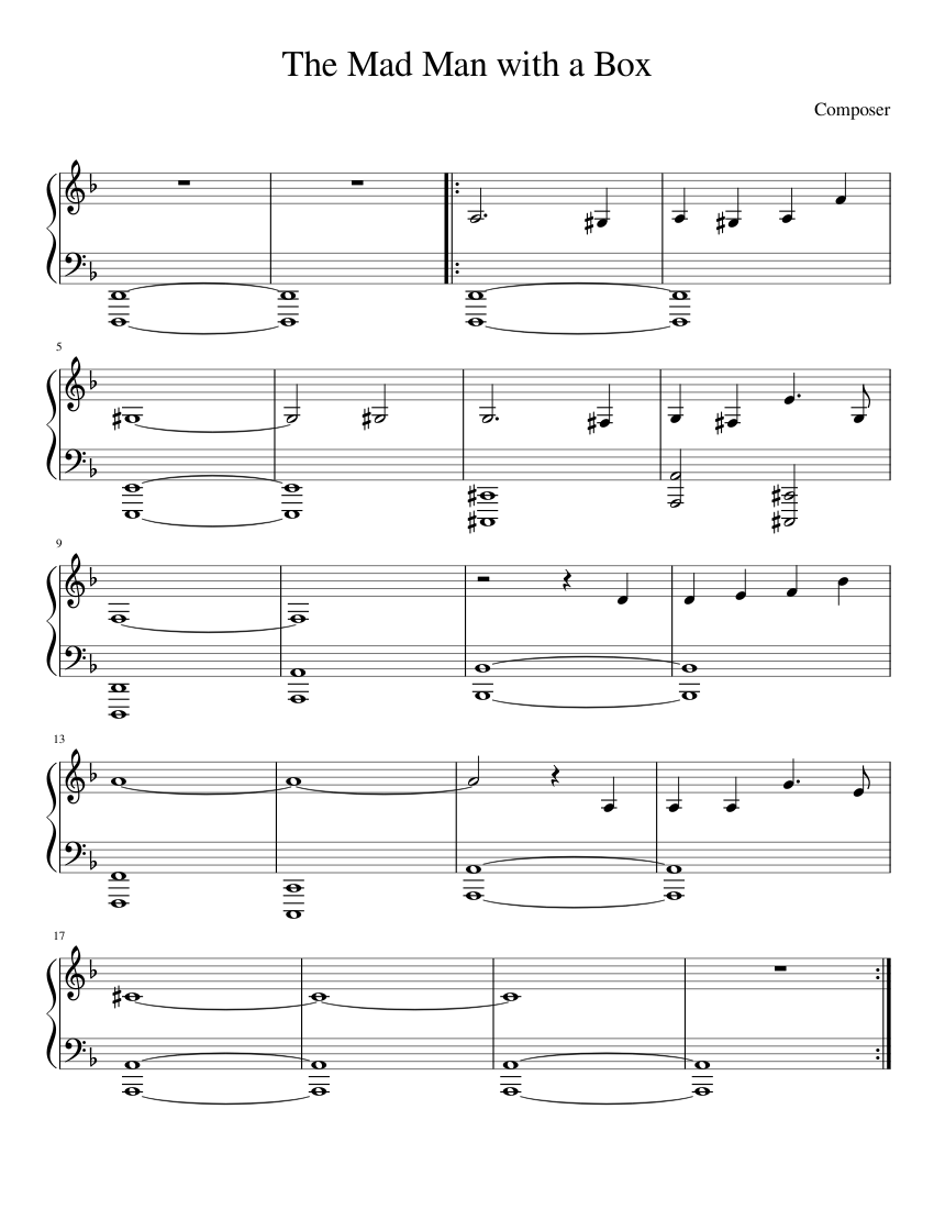 The Mad Man with a Box Sheet music for Piano (Solo) | Musescore.com