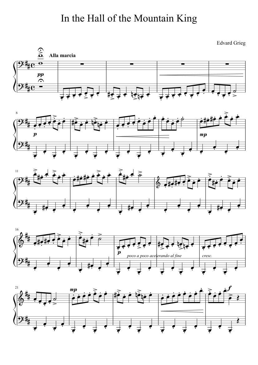 Edvard Grieg - In The Hall Of The Mountain King Sheet music for Piano  (Solo) | Musescore.com