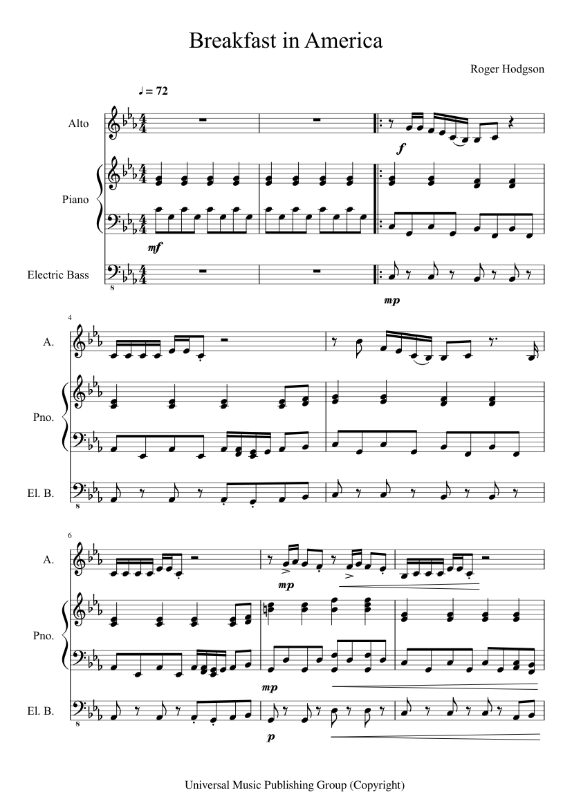 Breakfast In America Sheet music for Piano (Solo) | Musescore.com