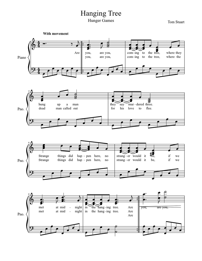 Hanging Tree Sheet music for Piano (Solo) | Musescore.com