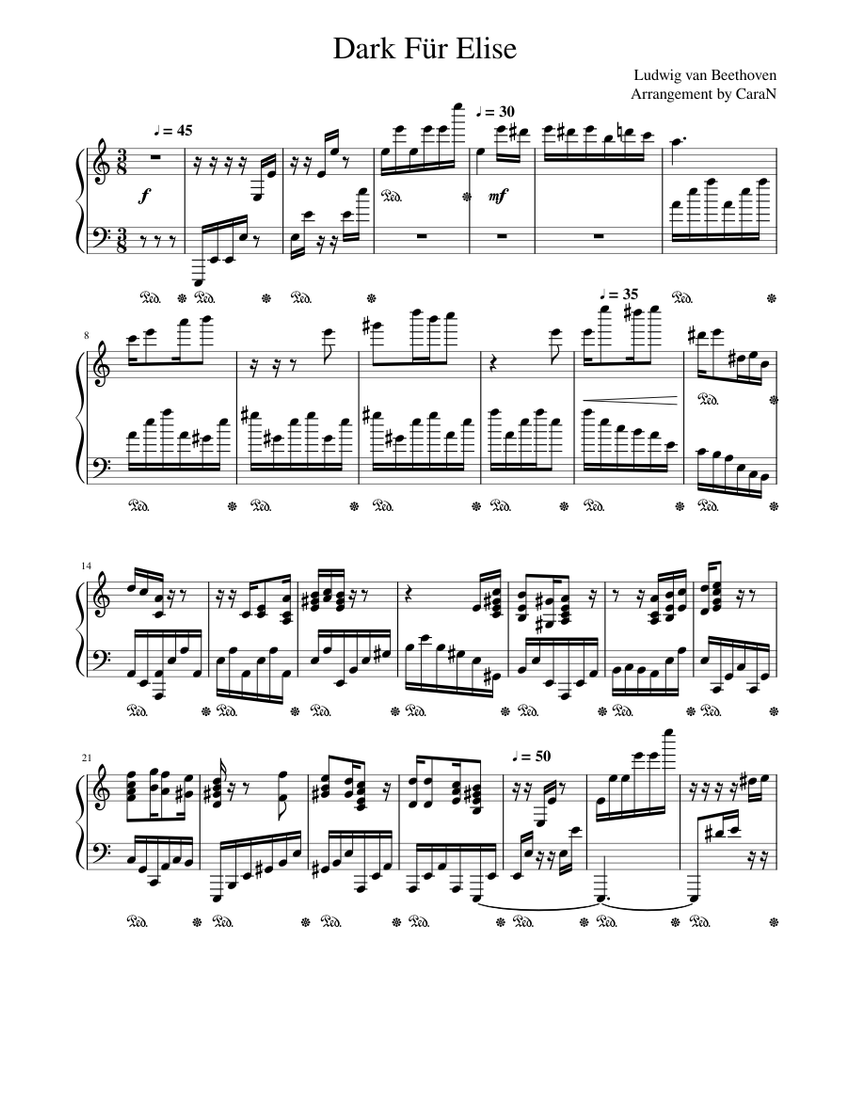 Dark Fur Elise - Beethoven Sheet music for Piano (Solo) | Musescore.com