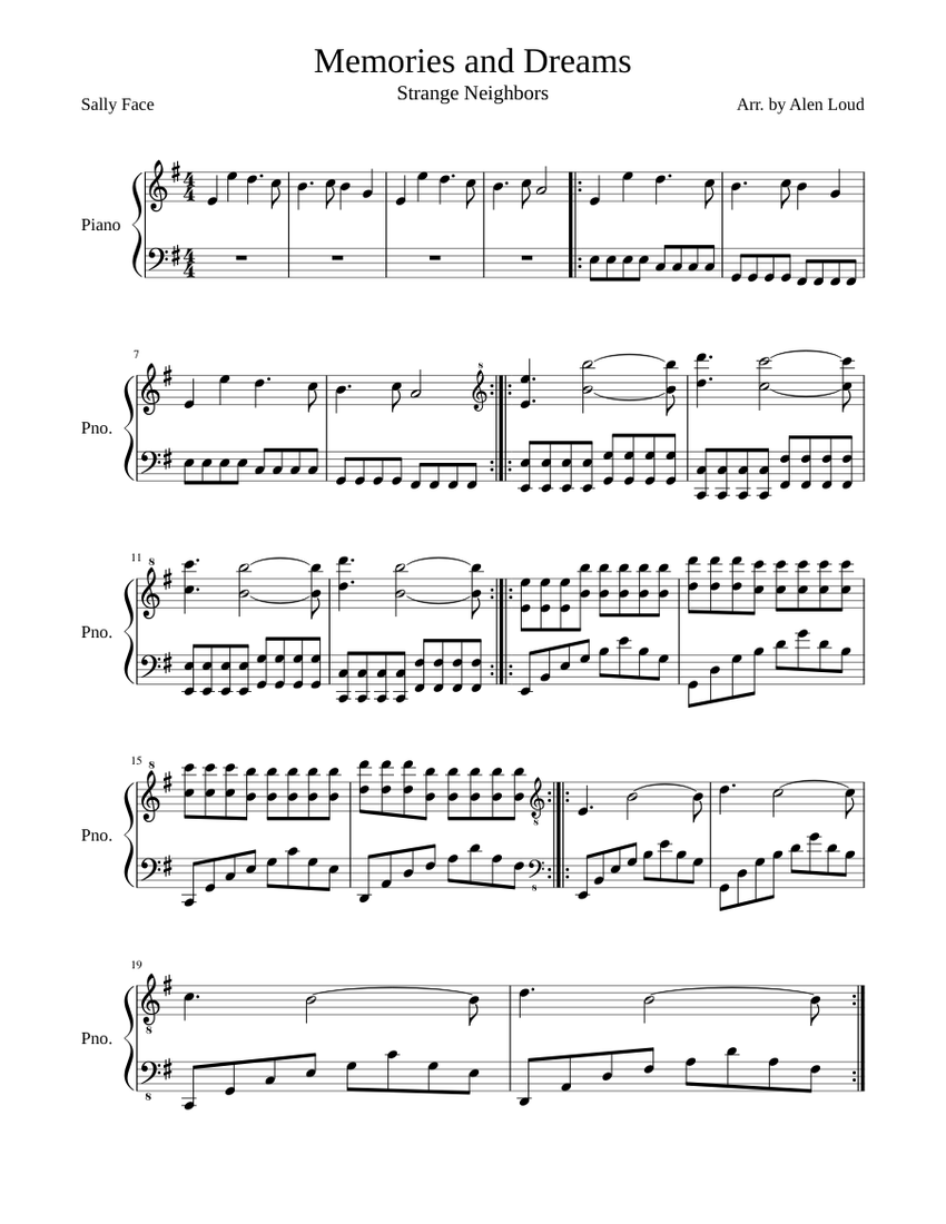 Memories and Dreams Sheet music for Piano (Solo) | Musescore.com