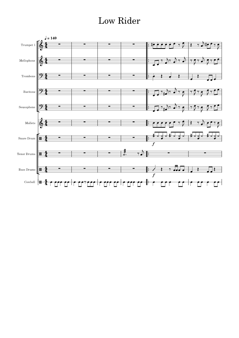 Low Rider Notes Low rider – War Sheet music for Trombone, Trumpet in b-flat, French ...