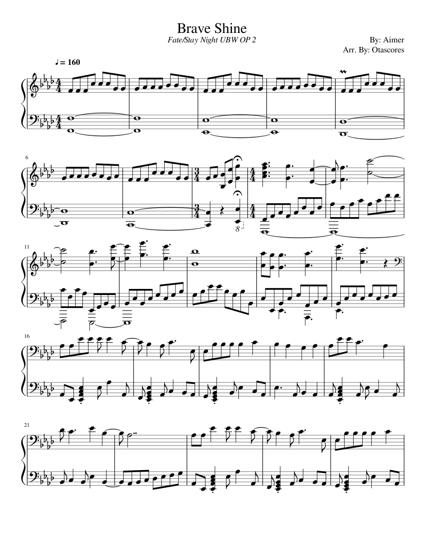 Brave Shine Sheet Music For Piano Solo Musescore Com