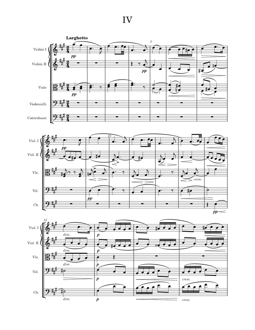 Serenade for Strings, Op.22 IV. Larghetto Antonín Dvořák Sheet music