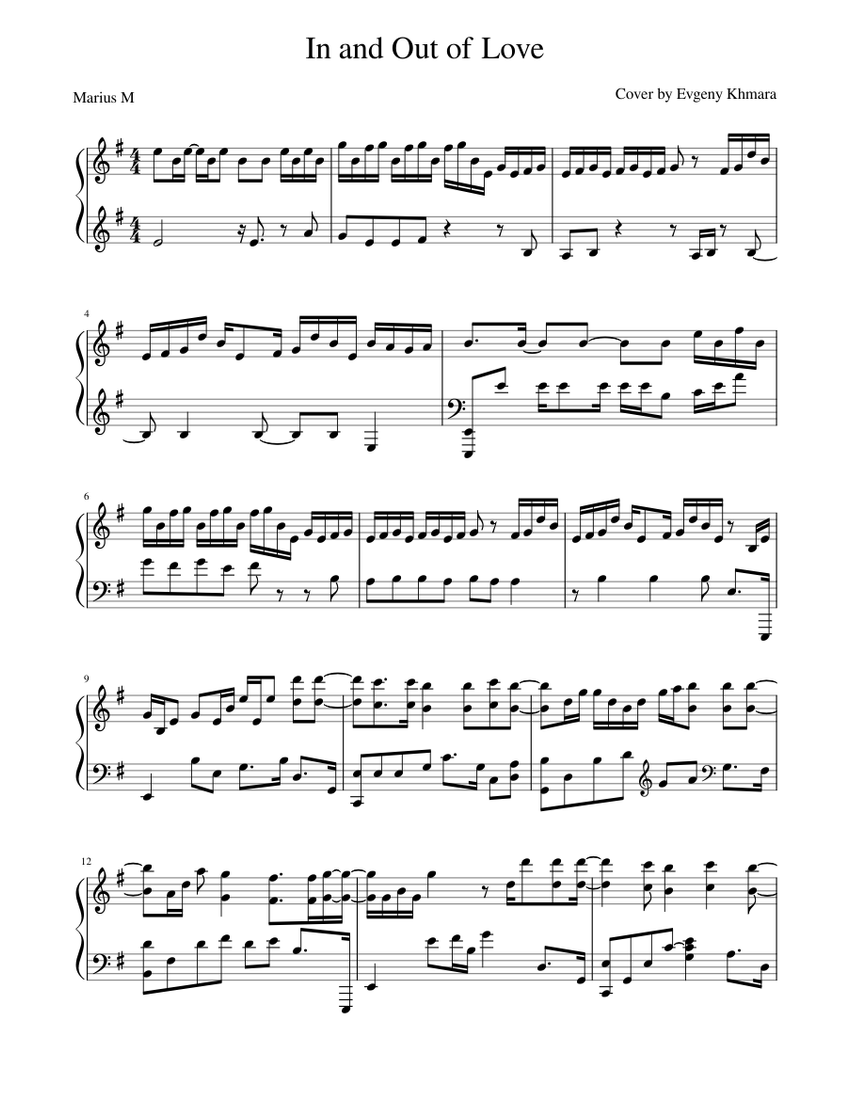 In and Out of Love Cover by Evgeny Khmara Sheet music for Piano (Solo) |  Musescore.com