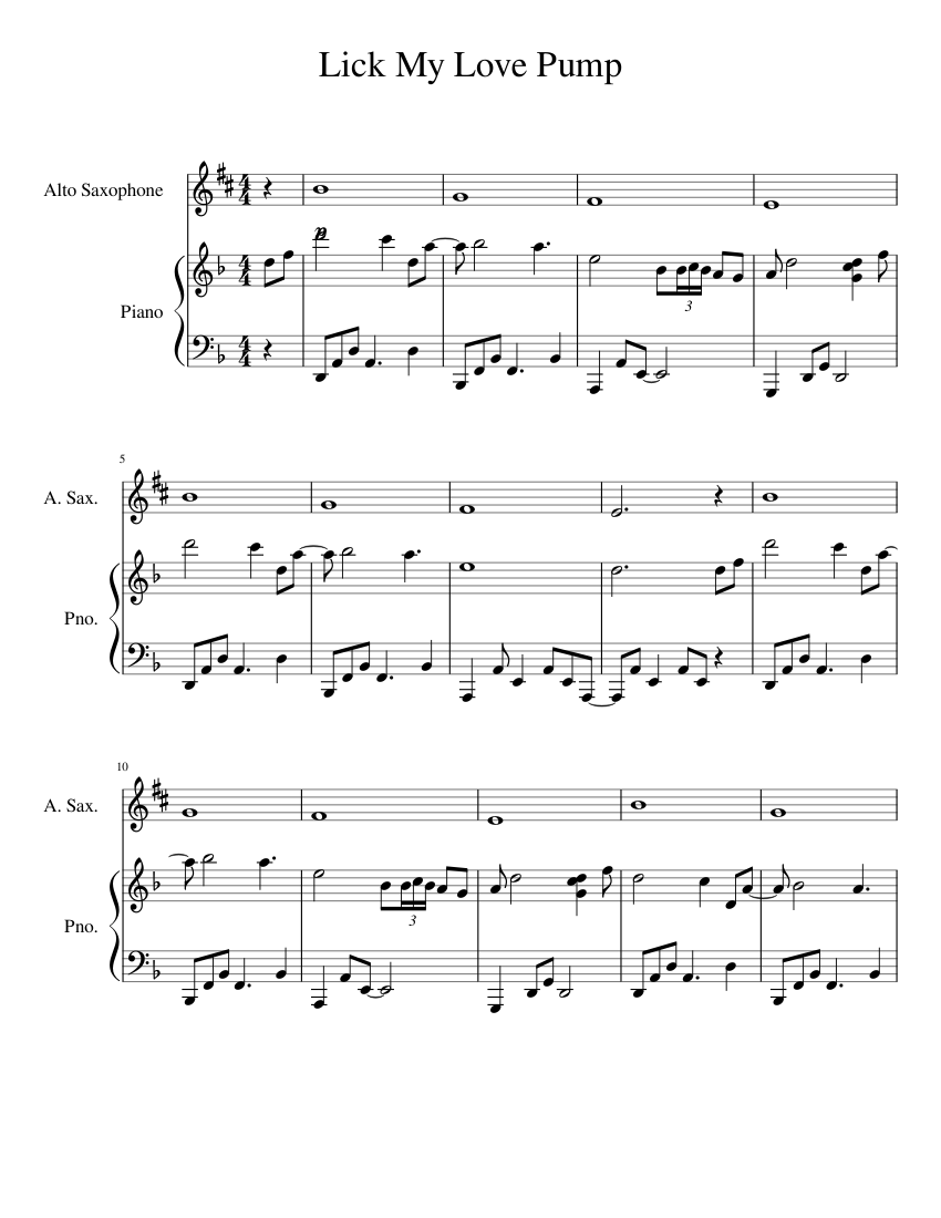 Lick My Love Pump Sheet Music For Piano Solo Musescore 