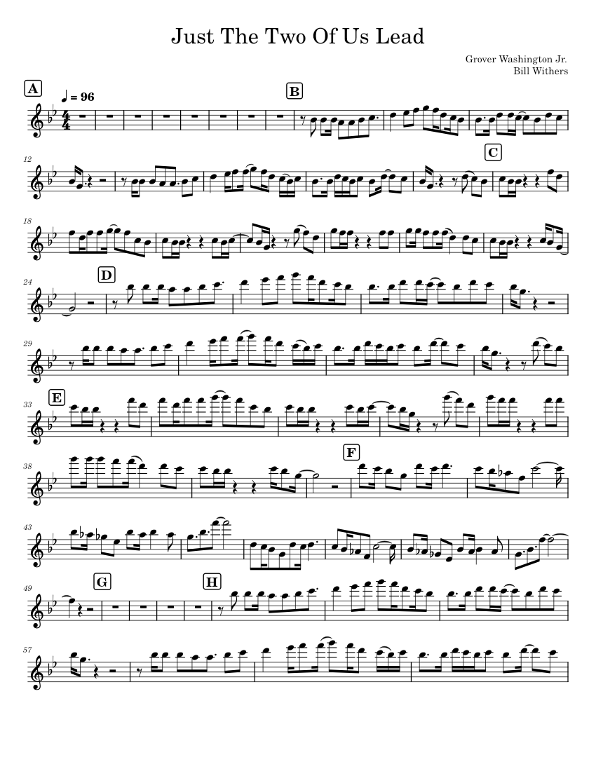 Just_The_Two_Of_Us_Lead Sheet music for Saxophone tenor (Solo)