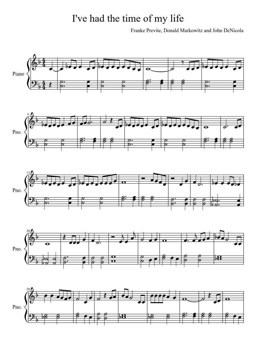 I've had the time of my life Sheet music for Piano (Solo) | Musescore.com