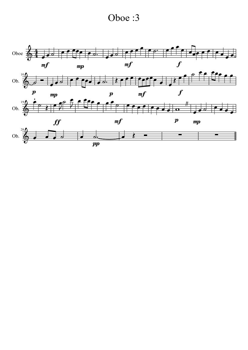 Oboe Solo Sheet music for Oboe (Solo) | Musescore.com