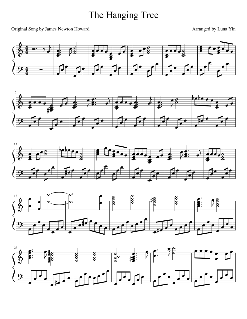 The Hanging Tree Sheet music for Piano (Solo) | Musescore.com