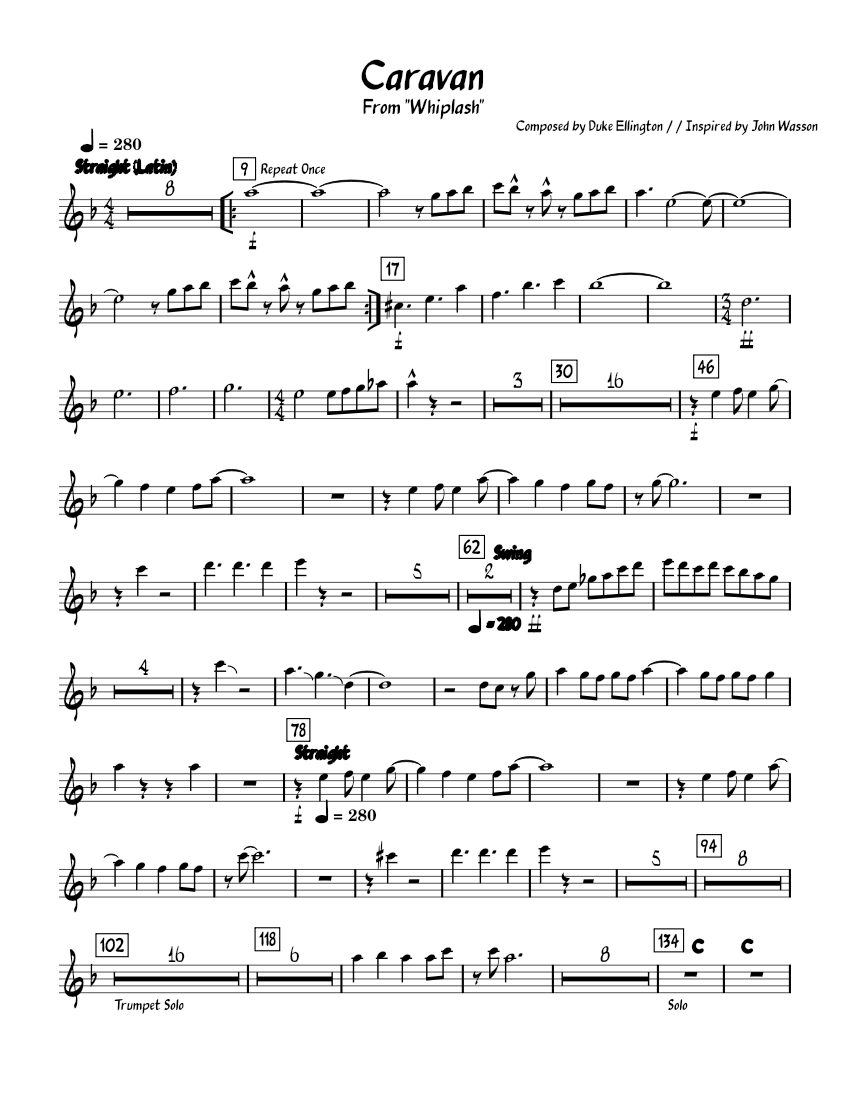 Caravan – Duke Ellington Caravan Alto Sax Part Sheet music for ...