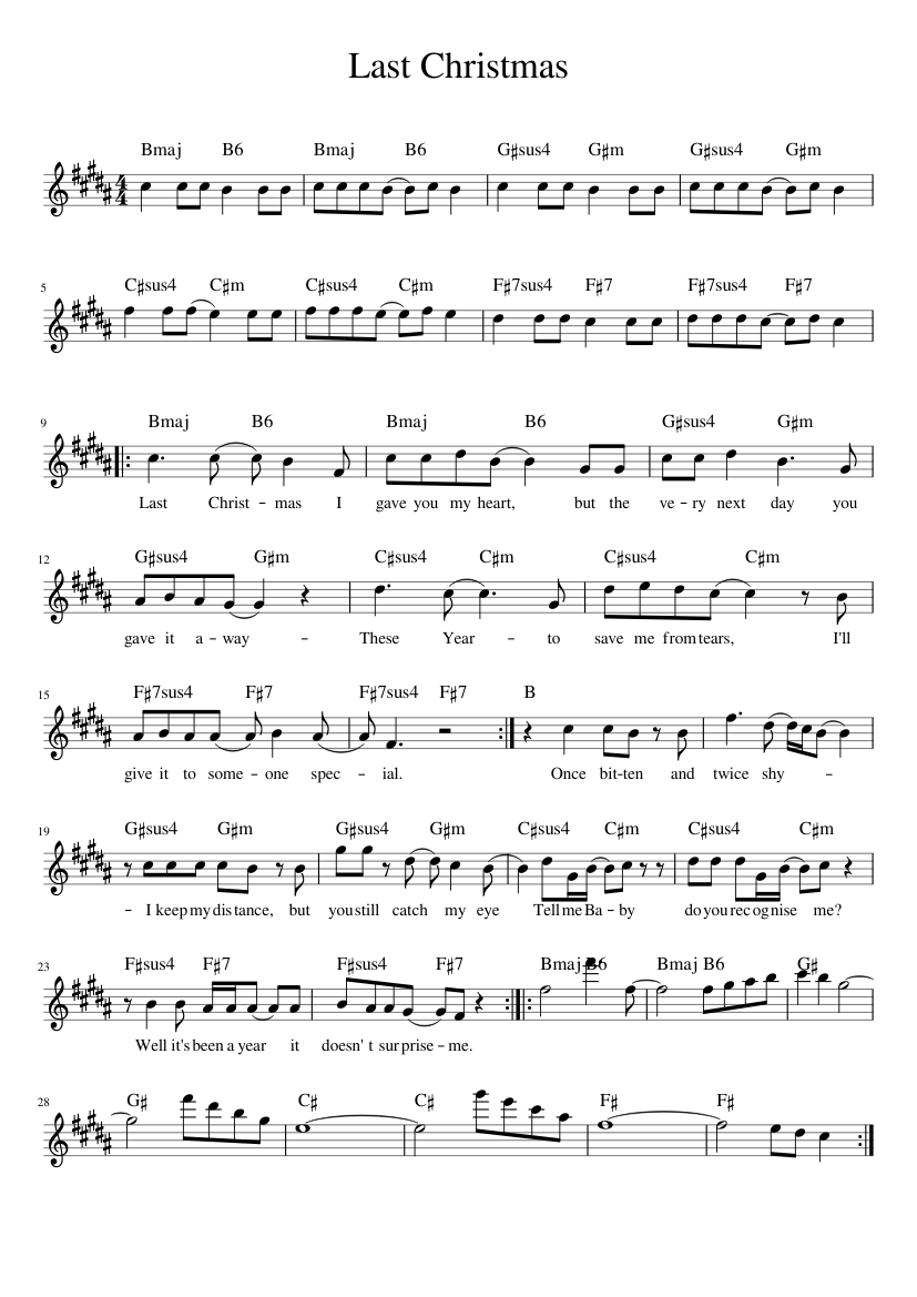 Last Christmas Sheet music for Piano (Solo) Easy | Musescore.com