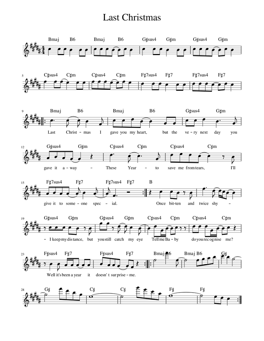 Last Christmas Sheet music for Piano (Solo) | Musescore.com