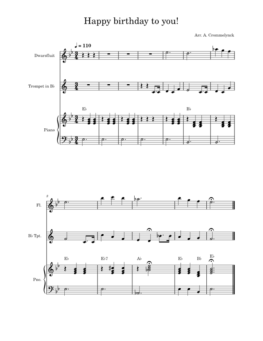 Happy Birthday to You – Misc Traditional Sheet music for Piano, Flute ...