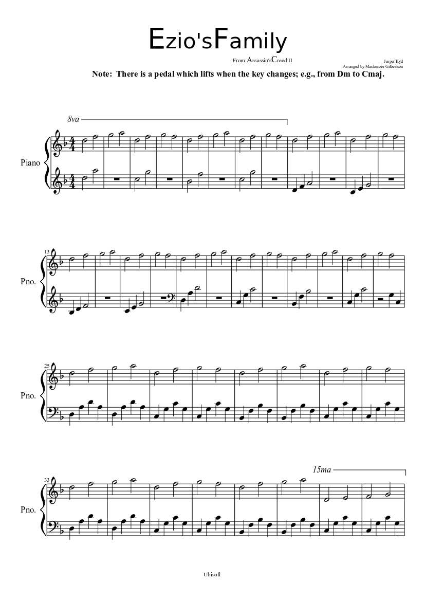 Ezio's Family Sheet music for Piano (Solo) | Musescore.com