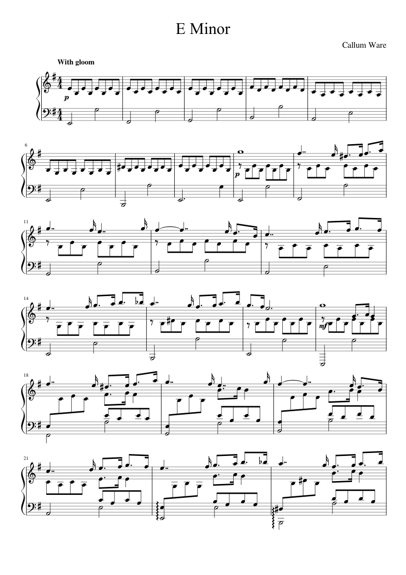E Minor Sheet music for Piano (Solo) | Musescore.com