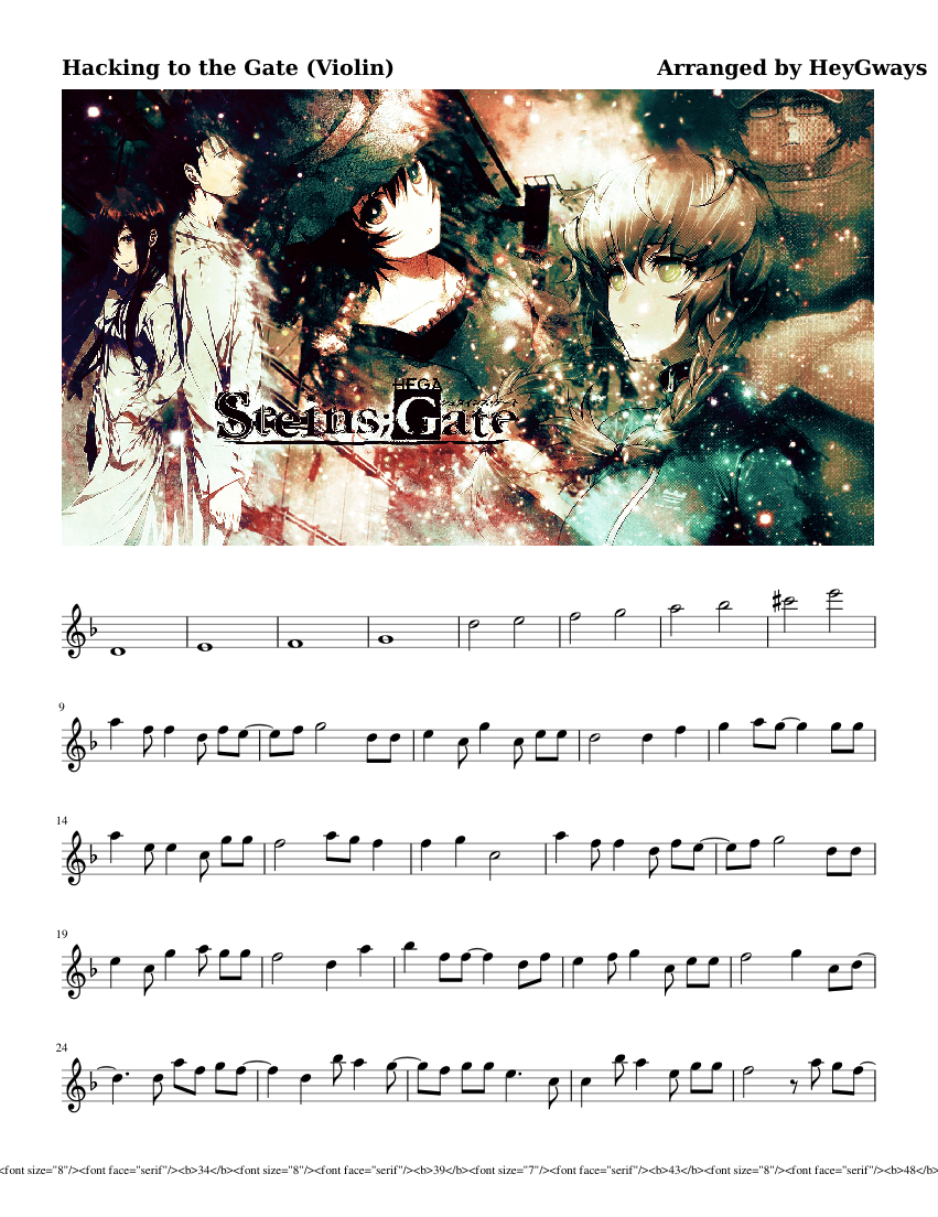 Steins Gate Hacking To The Gate Sheet Music For Violin Solo Musescore Com