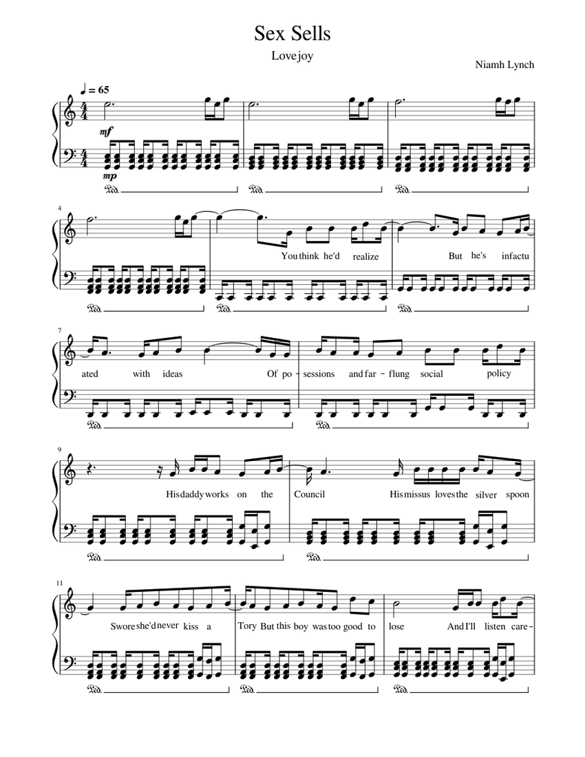 Sex Sells Lovejoy Sheet Music For Piano Solo 