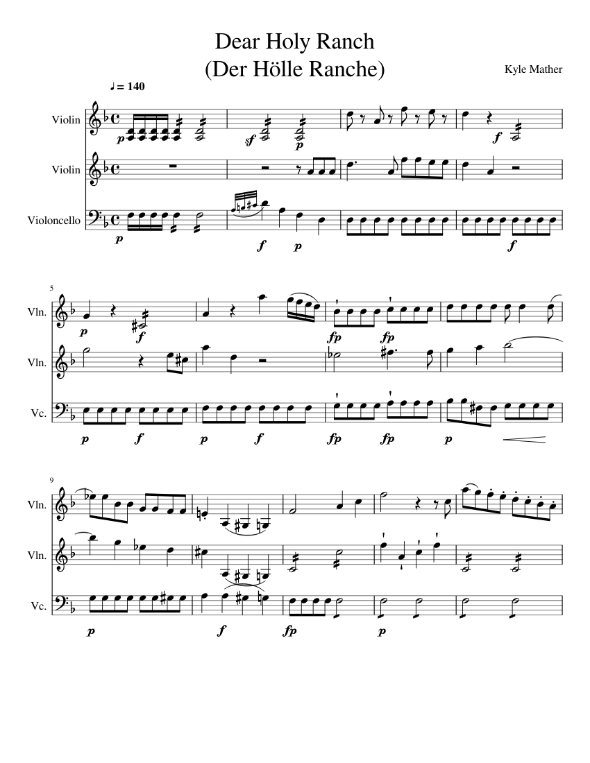 Der Holle Rache Sheet music for Violin, Cello (Mixed Trio) | Download ...