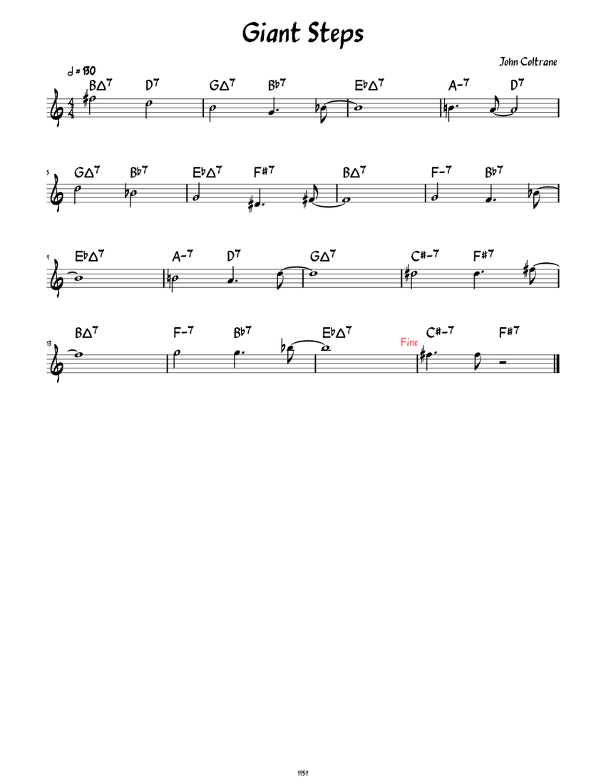 Giant Steps (Lead sheet ) Real Book I 6th edition version Sheet music for  Piano (Solo) | Musescore.com
