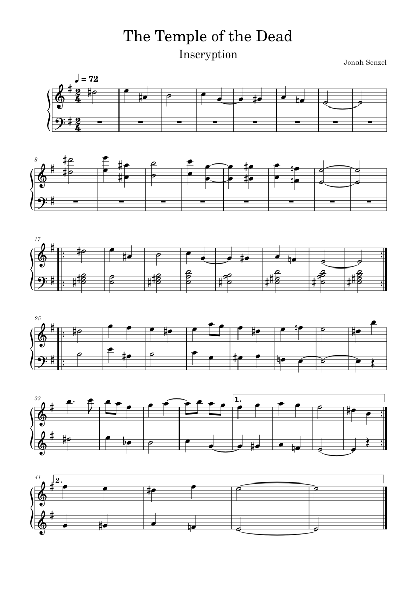 Inscryption Soundtrack The Temple of the Dead - Jonah Senzel Sheet Music for Piano (Solo) Easy ...