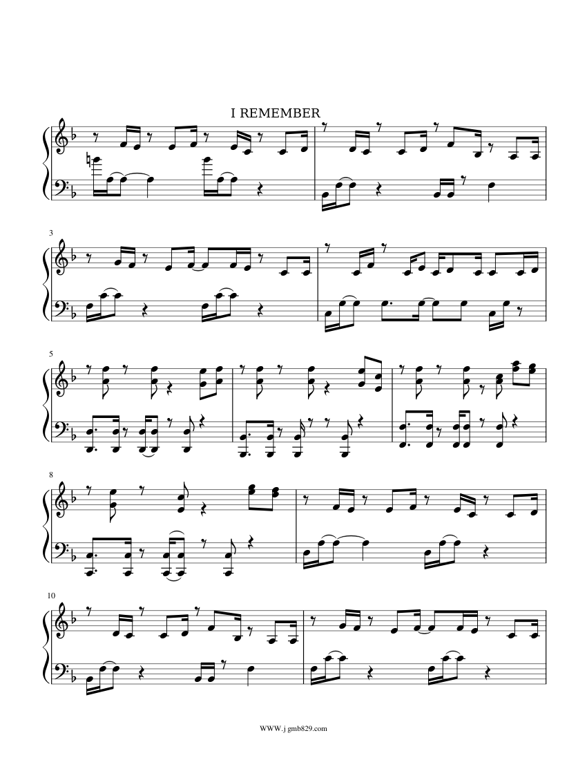 Bang Yong Guk I Remember Sheet Music For Piano Solo Musescore Com