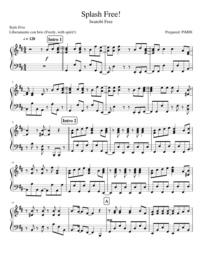 Splash Free! Sheet music for Piano (Solo) | Musescore.com