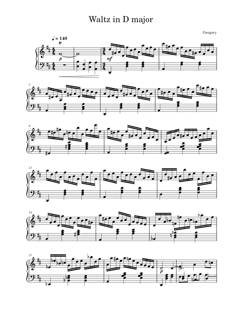 Waltz in D major Sheet music for Piano (Solo) | Musescore.com