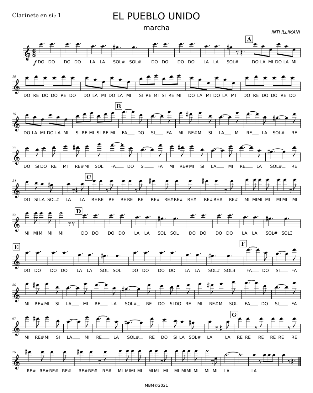El Pueblo Unido - Misc Unsigned Bands Sheet music for Clarinet in b ...