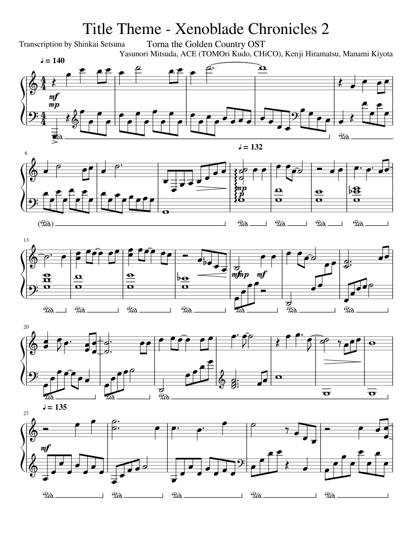 Title Theme - Xenoblade Chronicles 2 Torna the Golden Country OST Sheet  music for Piano (Solo) | Musescore.com