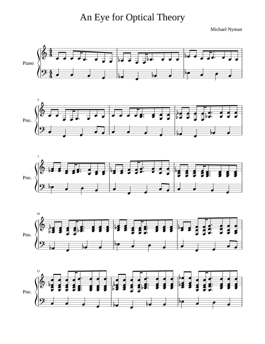 An Eye For Optical Theory Sheet Music For Piano Solo Musescore Com