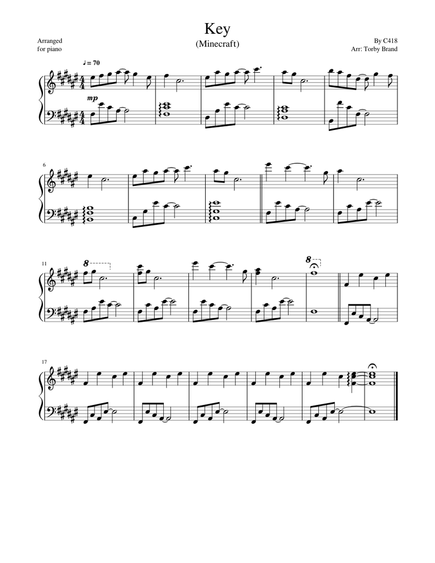 Key (Minecraft) Sheet music for Piano (Solo) | Musescore.com