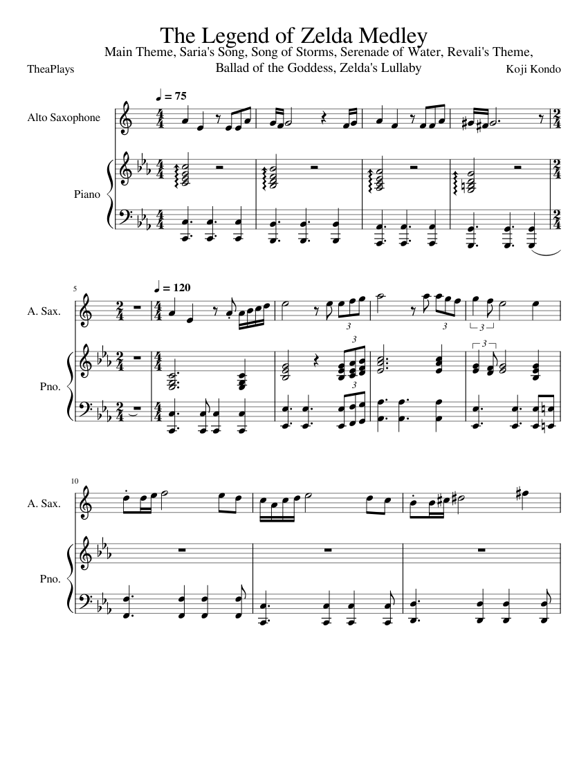WIP! The Legend of Zelda Medley (Alto Sax and Piano duet) Sheet Music