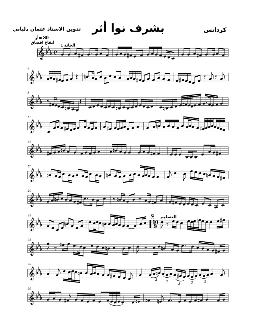 بشرف نوا أثر - كردانس Bashraf Nawa Ather - Querdans Sheet music for ...