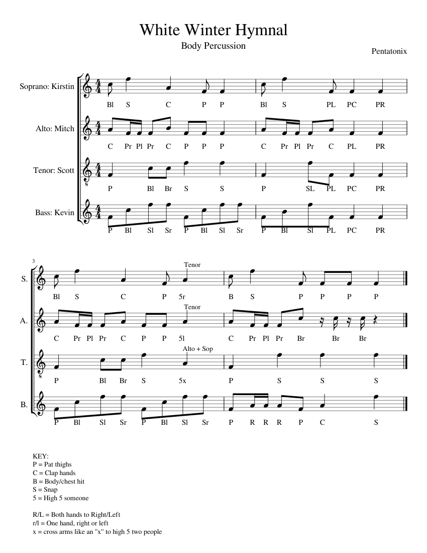 Download and print in PDF or MIDI free sheet music for White Winter Hymnal ...