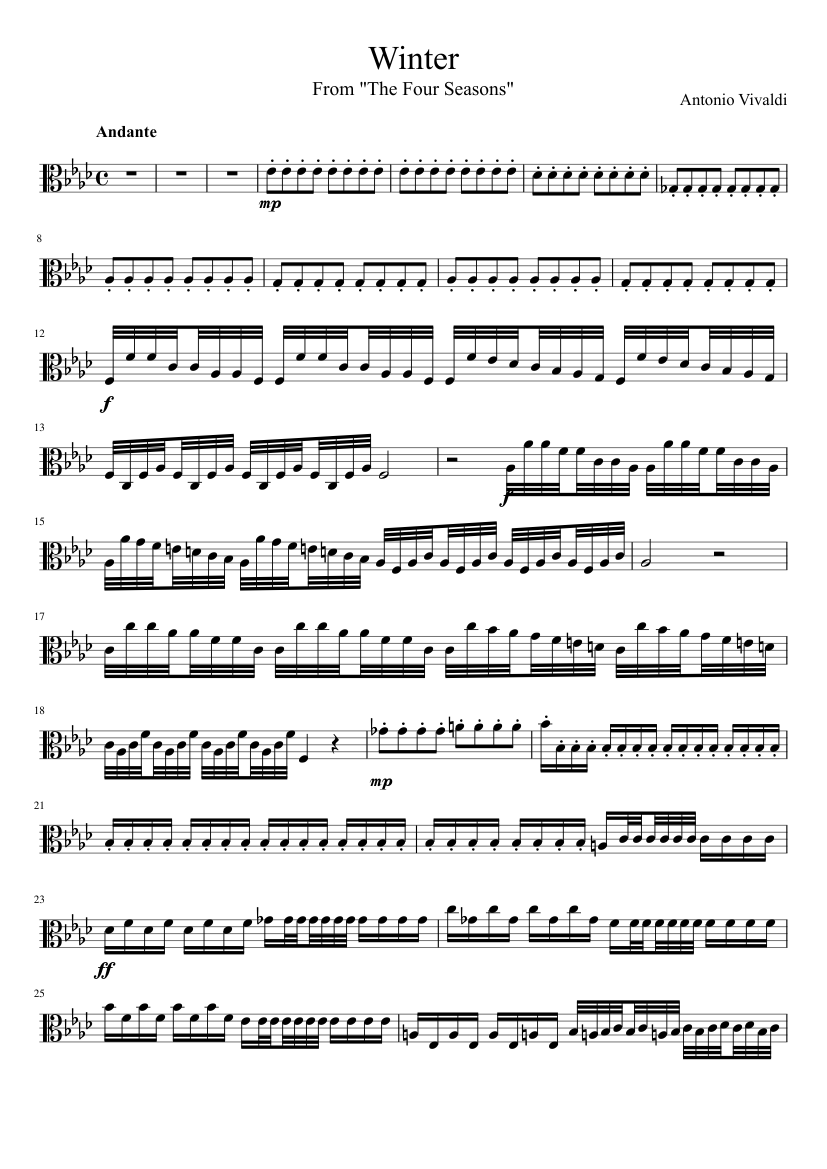 Vivaldi Winter Complete (viola) Sheet music for Violin (Solo) |  Musescore.com