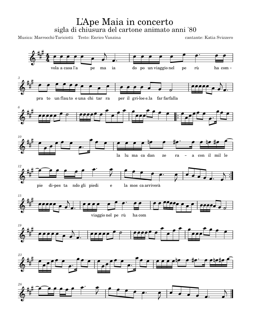 L'ape Maia in concerto ape Sheet music for Saxophone alto (Solo)