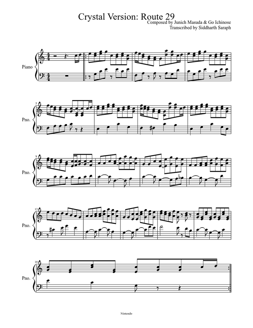 Route 29 Sheet music for Piano (Solo) | Musescore.com