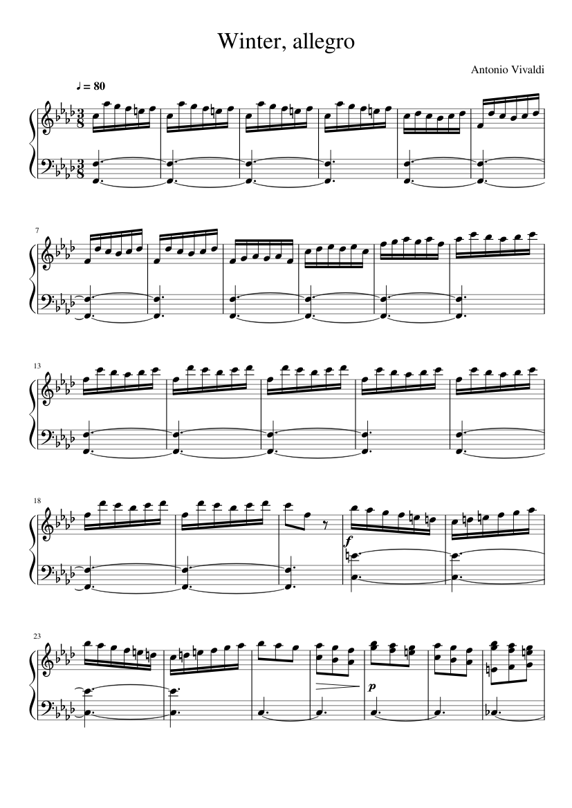 Four Seasons: Winter. Allegro Sheet music for Piano (Solo) | Musescore.com