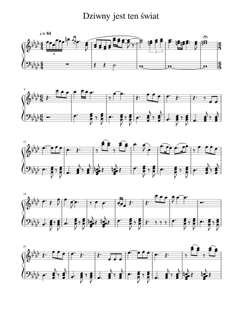 Dziwny Jest Ten Swiat Sheet Music For Piano Solo Musescore Com