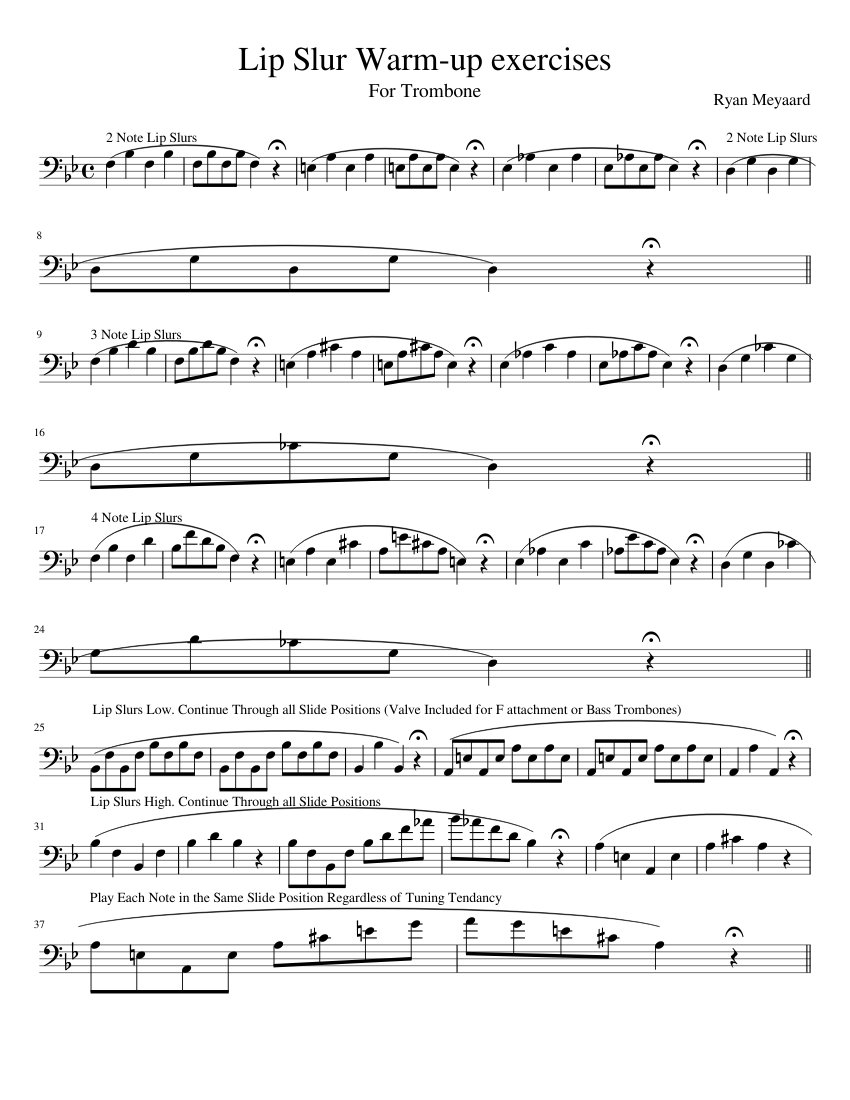 My Lip Slur Warm up exercises Sheet music for Trombone (Solo