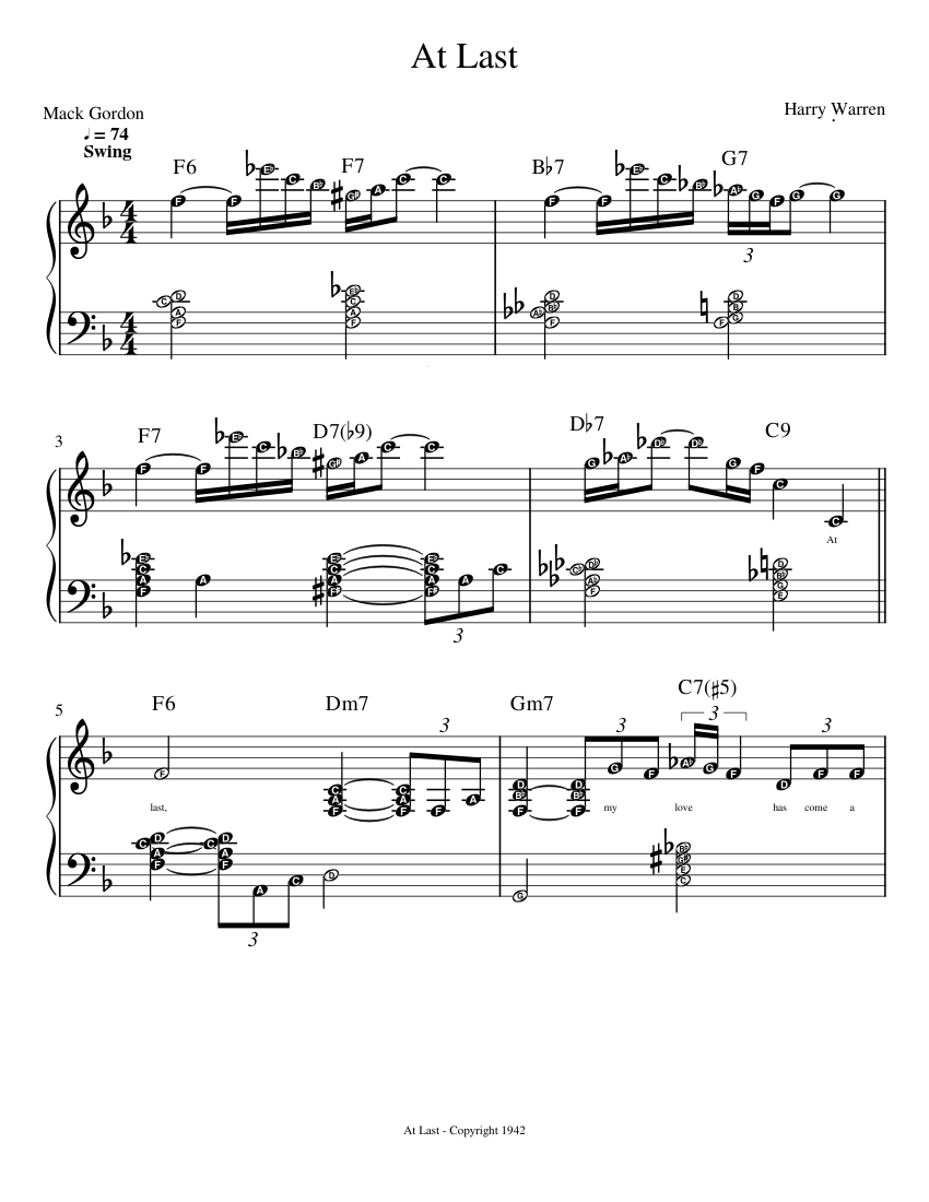 At Last Sheet music for Piano (Solo) | Musescore.com