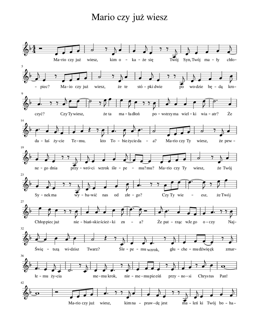Mario Czy Juz Wiesz Sheet Music For Piano Solo Musescore Com